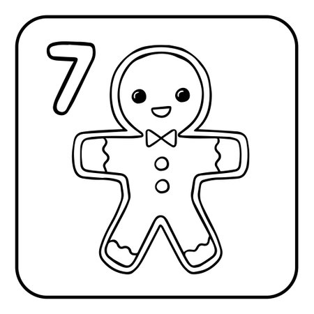 Xmas coloring advent calendar. Hand drawn vector gingerbread manのイラスト素材