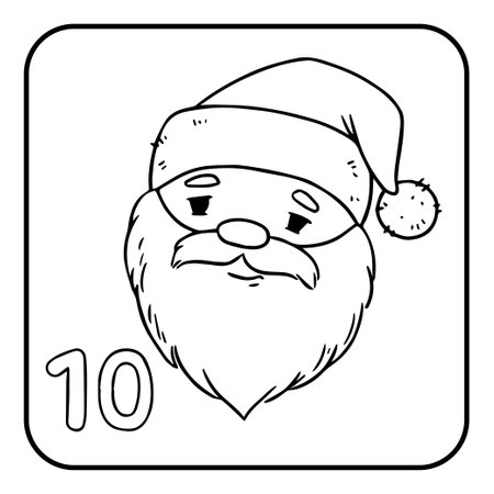 Xmas coloring advent calendar. Hand drawn illustration of Santaのイラスト素材