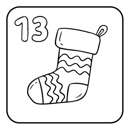 Xmas coloring advent calendar. Hand drawn vector Christmas sockのイラスト素材