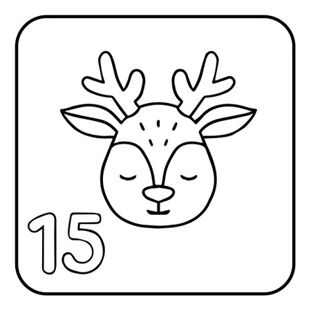 Xmas coloring advent calendar. Hand drawn vector logo Santas deerのイラスト素材