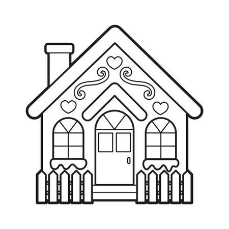 Vector coloring for children. Line Art Illustration of a Gingerbread houseのイラスト素材