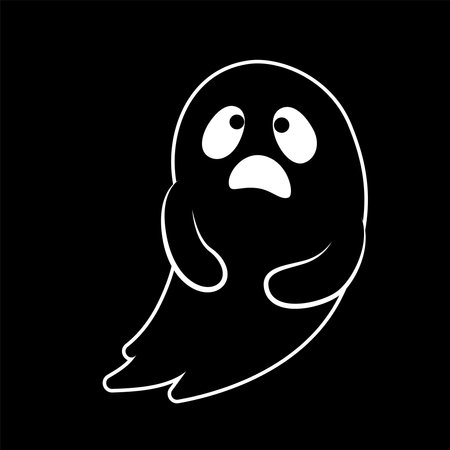 Hand drawn illustration of funny ghost. Cute isolated illustration of ghost for Halloween designのイラスト素材