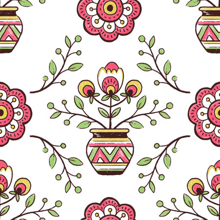 Hand drawn seamless pattern with interweaving of branches with flowers. Lovely romantic vertical fashion print for background, holiday design, wallpaper, fabricのイラスト素材