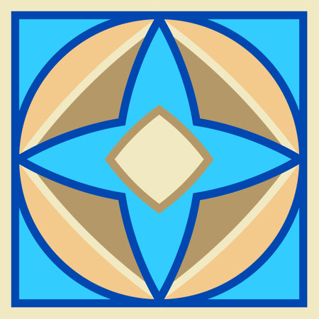 Vector hand drawn of square ceramic tile. Ornate geometric pattern designのイラスト素材