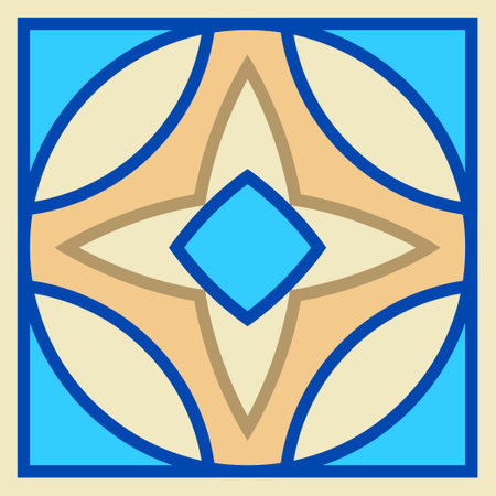 Vector hand drawn of square ceramic tile. Ornate geometric pattern designのイラスト素材