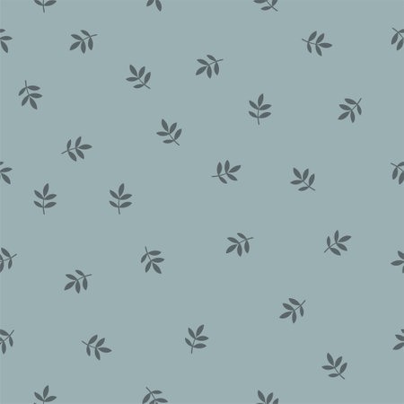Vector seamless floral pattern in the small leaves. Elegant template for fashion prints with small elements. Light green gray backgroundのイラスト素材