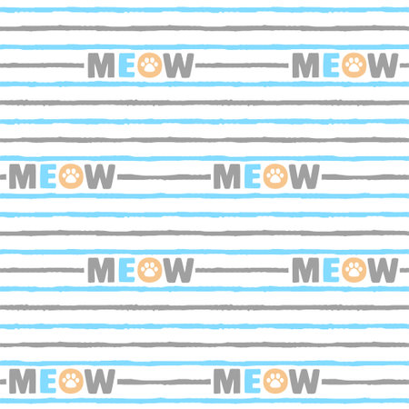 Horizontal stripes with fuzzy edges and meow textのイラスト素材