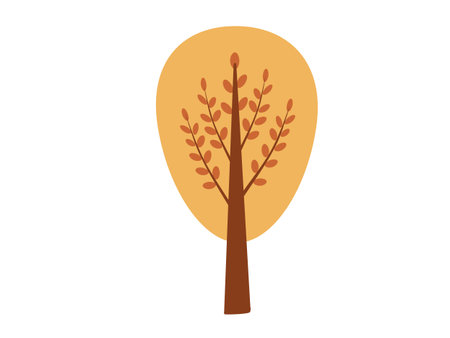 A certain autumn yellow tree on a white backgroundのイラスト素材
