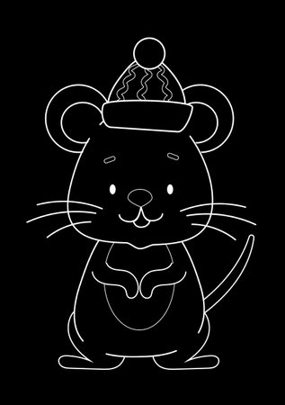 White chalk on a black mouse in a capのイラスト素材