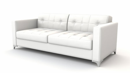 White leather sofa , isolated on a white background.の素材