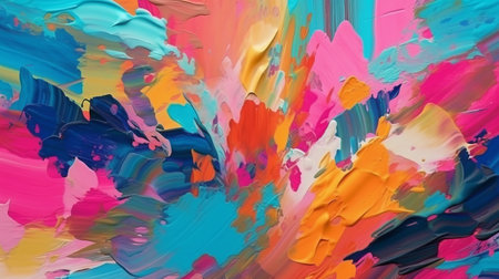 Abstract colorful oil painting on canvas texture.の素材