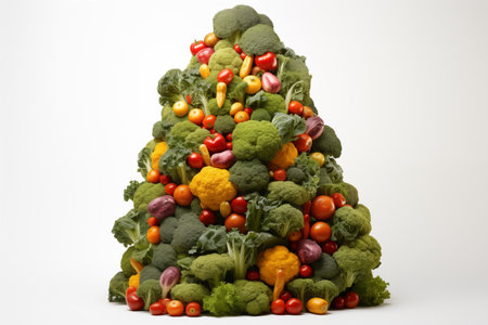 Christmas tree made of vegetables in the shape of a pyramidの素材