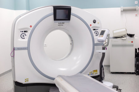 Moscow, Moscow region, Russia - 03.09.2023:Advanced computed tomography (CT) scanner in hospitalのeditorial素材
