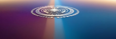 Futuristic hologram interface on gradient background in abstract designの素材