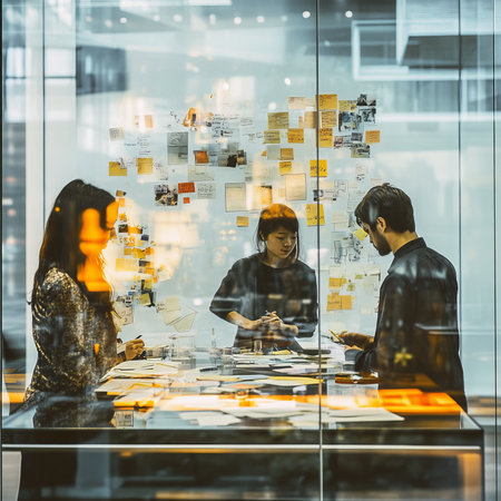 Modern office creative brainstorming session with young professionalsの素材