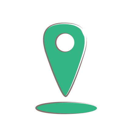 Green map pin icon on white background for location services and navigationのイラスト素材