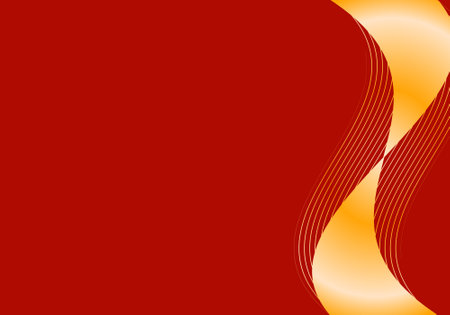 Red background with elegant abstract gold wave design on right sideのイラスト素材