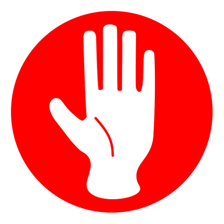 White glove icon with downward arrow on red circular backgroundのイラスト素材