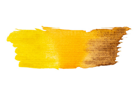 Vibrant yellow and brown watercolor brush stroke artworkの写真素材