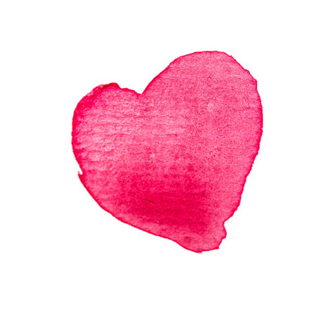 Red watercolor heart on white background symbolizing love and passionの写真素材