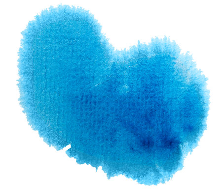 Vibrant blue watercolor splash on white background art designの写真素材