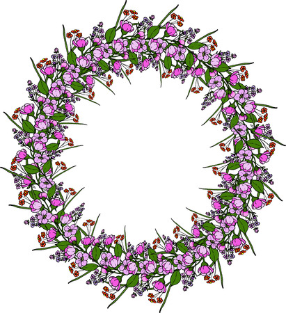 Floral wreath on white backgroundのイラスト素材