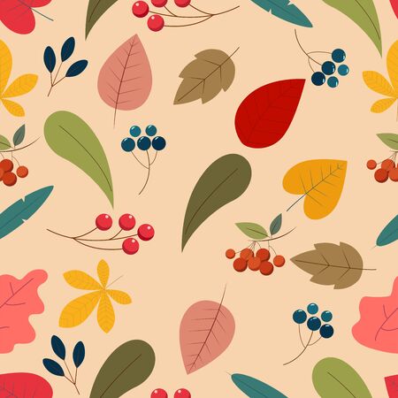 A cute simple flate autumn pattern. Beautiful decor for your designsのイラスト素材