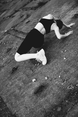 Silhouettes of Beautiful Girl, Black and white art fashion surrealistic portraitの写真素材