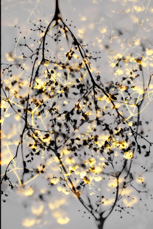 color abstract texture background of flowers and branches of plants, art overlay in landscape...