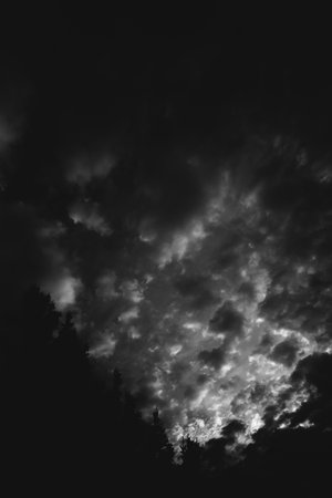 Natural backgrounds, black and white landscape photo of skyの写真素材