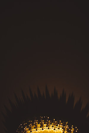 Golden abstract bokeh on black background. Holiday concept