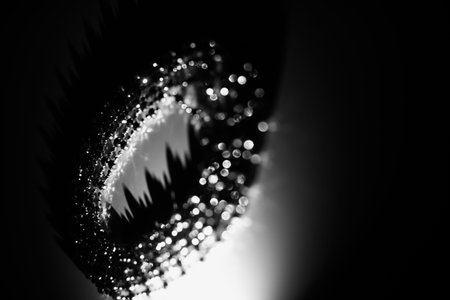 garland of silver beads close-up, beautiful abstract composition, New Year and holiday background