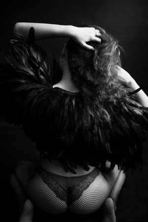 girl in fishnet tights, glamorous fashion photo of a beautiful womanの写真素材