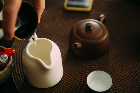 Chinese tea ceremony, abstract background of tea ware