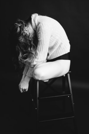 Details of body black and white portrait of beautiful girl, fashion and artの写真素材