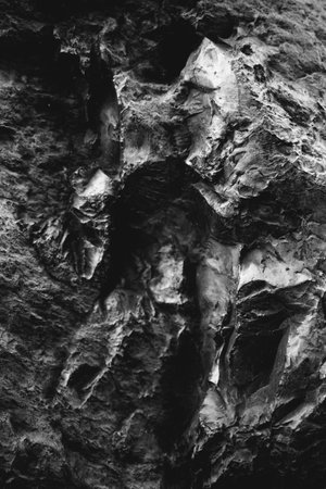 black and white stone texture, rocks and mountains close-upの写真素材