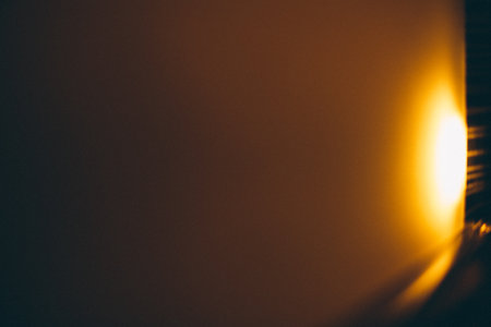 abstract home background, interior photos in the light of dimmed lamps, glare and reflectionsの写真素材