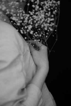 women's hands close-up, black and white photo of body details, elegant and sensual fingers