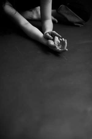 stylish dark fashion photography, the dancer moves freelyの写真素材