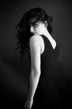 stylish dark fashion photography, the dancer moves freelyの写真素材