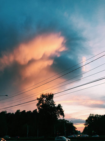 gentle and colorful sunset, summer sky backgroundの写真素材
