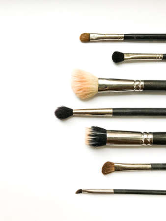 A set of different makeup brushes. Flat lay image.の写真素材