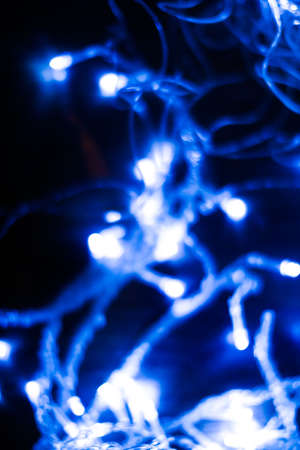 blue and blue frizlight background, abstract image of LED strip on long exposureの写真素材