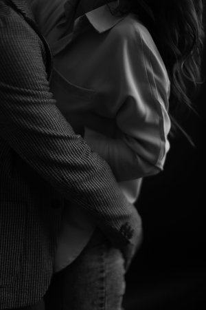 Sensual touches between a man and a woman, a beautiful fashion portrait of a couple, body details...