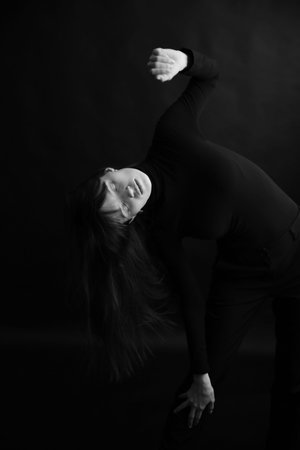 studio black and white portrait of beautiful girl