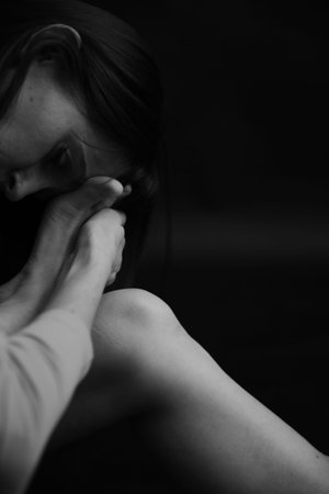 studio black and white portrait of beautiful girl