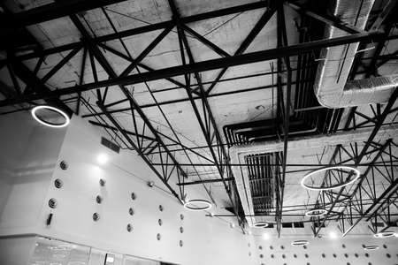 Interior of a modern building. Black and white photo. High quality photoの写真素材