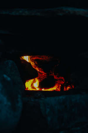 A closeup shot of a fire burningの写真素材
