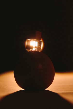 A lit object on a black background. The object is illuminated and casts a shadow.