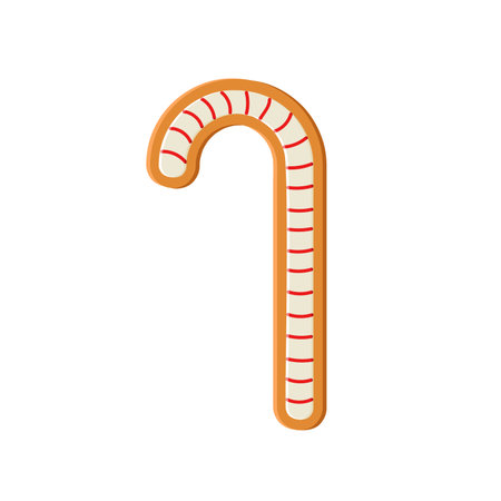 Gingerbread cookie decorated with colored icing in shape of candy caneのイラスト素材